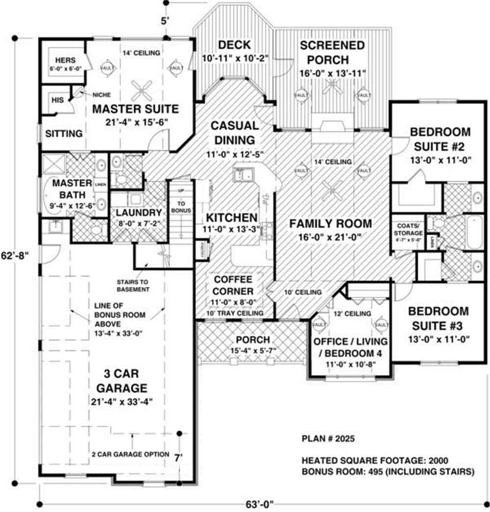 Floor Plan First Story of Craftsman Plan #109-1053
